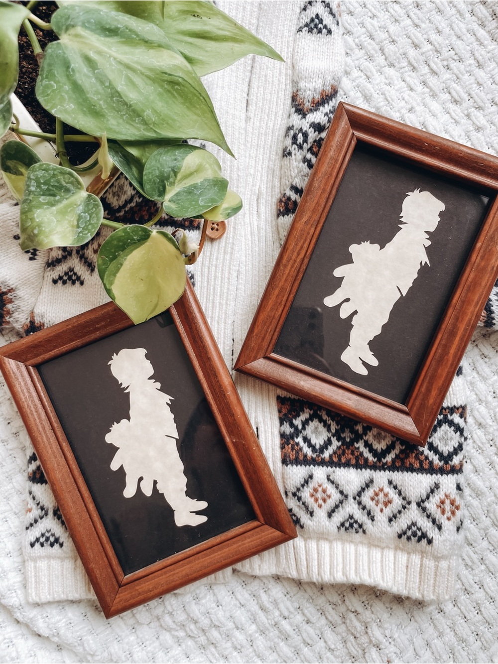 Vintage Hand-cut Paper Silhouette Child with Teddy